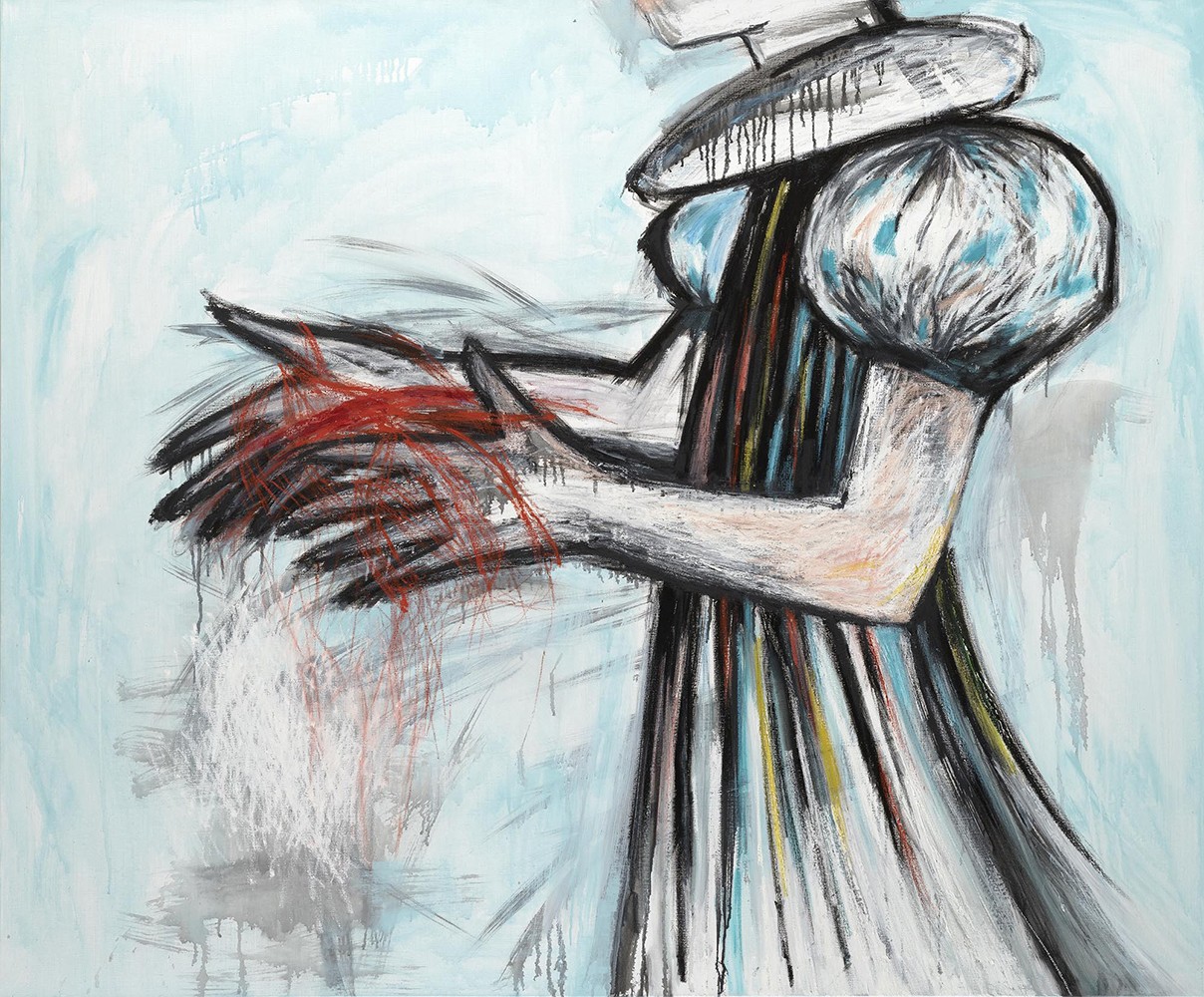 Руке, акрилик и уље на платну, 150 × 180 цм, 2018.